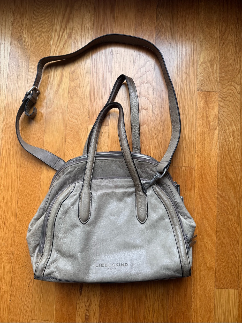 Liebeskind Berlin Jule Satchel Taupe Grey Leather Crossbody Handbag Bag